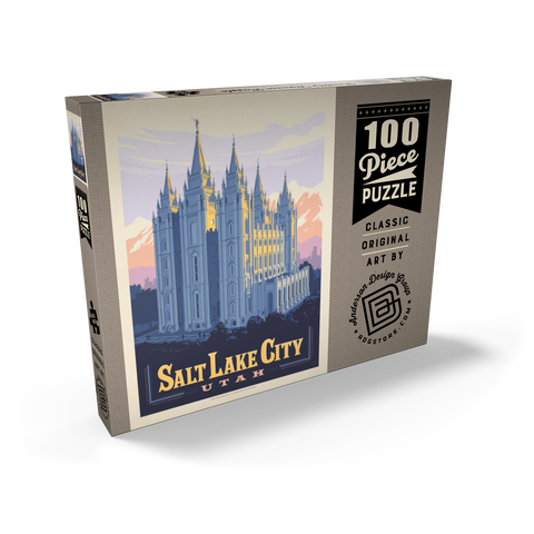 Salt Lake City, Utah: Temple Square, Vintage Poster 100 Puzzle Schachtel Ansicht2