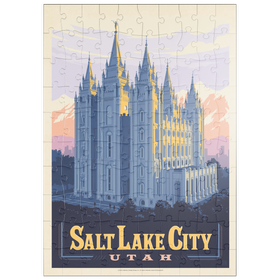 Darstellung des Puzzle Motivs Salt Lake City, Utah: Temple Square, Vintage Poster - Puzzleteile: 100