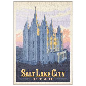 Darstellung des Puzzle Motivs Salt Lake City, Utah: Temple Square, Vintage Poster - Puzzleteile: 500
