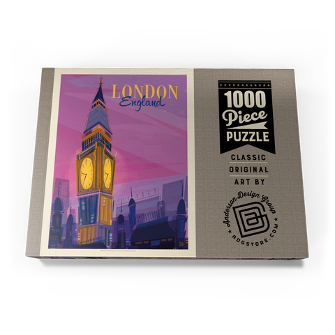 England: London, Big Ben (Mod Design), Vintage Poster 1000 Puzzle Schachtel Ansicht3