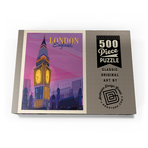 England: London, Big Ben (Mod Design), Vintage Poster 500 Puzzle Schachtel Ansicht3