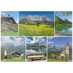 Darstellung des Puzzle Motivs Am Wilden Kaiser: Ellmau, Scheffau und Going in Tirol - Puzzleteile: 1000