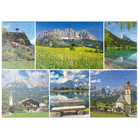 Darstellung des Puzzle Motivs Am Wilden Kaiser: Ellmau, Scheffau und Going in Tirol - Puzzleteile: 100