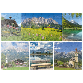 Darstellung des Puzzle Motivs Am Wilden Kaiser: Ellmau, Scheffau und Going in Tirol - Puzzleteile: 200