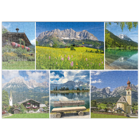 Darstellung des Puzzle Motivs Am Wilden Kaiser: Ellmau, Scheffau und Going in Tirol - Puzzleteile: 500