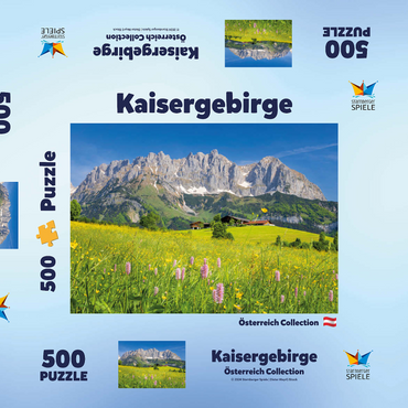 Bauernhaus vor dem Wilden Kaiser, Österreich, Tirol - Kaisergebirge 500 Puzzle Schachtel 3D Modell