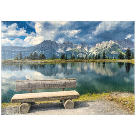 Darstellung des Puzzle Motivs Lieblingsplatzl am Wilden Kaiser, Österreich, Tirol - Kaisergebirge, Astbergsee - Puzzleteile: 1000