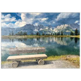 Darstellung des Puzzle-Motivs Lieblingsplatzl am Wilden Kaiser, Österreich, Tirol - Kaisergebirge, Astbergsee – Puzzleteile: 100
