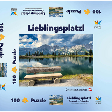 Lieblingsplatzl am Wilden Kaiser, Österreich, Tirol - Kaisergebirge, Astbergsee 100 Puzzle Schachtel 3D Modell