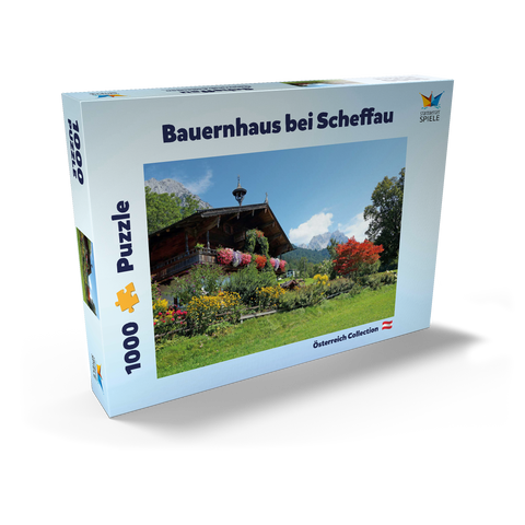 Bauernhaus am Wilden Kaiser bei Scheffau, Österreich, Tirol - Kaisergebirge 1000 Puzzle Schachtel Ansicht2