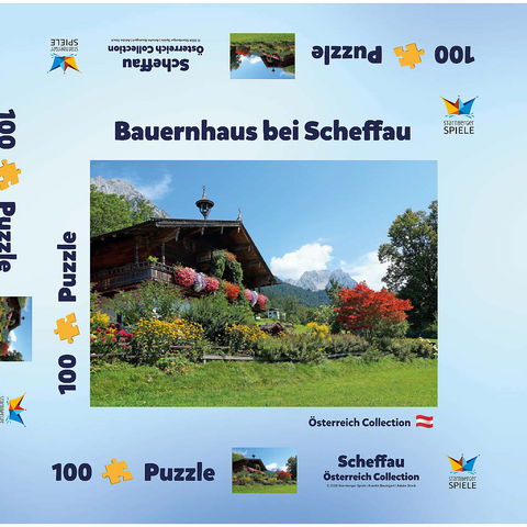 Bauernhaus am Wilden Kaiser bei Scheffau, Österreich, Tirol - Kaisergebirge 100 Puzzle Schachtel 3D Modell