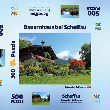 Bauernhaus am Wilden Kaiser bei Scheffau, Österreich, Tirol - Kaisergebirge 500 Puzzle Schachtel 3D Modell