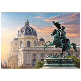 Darstellung des Puzzle-Motivs Statue auf dem Heldenplatz in Wien, Naturhistorisches Museum - Österreich – Puzzleteile: 1000