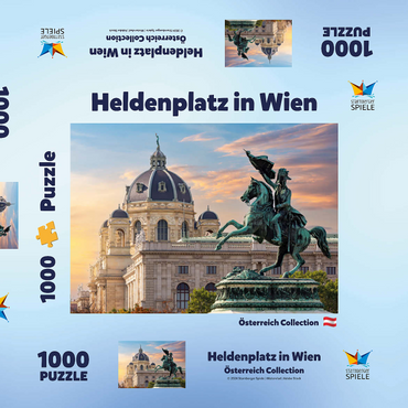 Statue auf dem Heldenplatz in Wien, Naturhistorisches Museum - Österreich 1000 Puzzle Schachtel 3D Modell