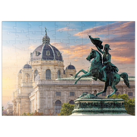 Darstellung des Puzzle Motivs Statue auf dem Heldenplatz in Wien, Naturhistorisches Museum - Österreich - Puzzleteile: 100