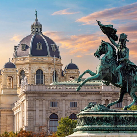 Statue auf dem Heldenplatz in Wien, Naturhistorisches Museum - Österreich 100 Puzzle 3D Modell