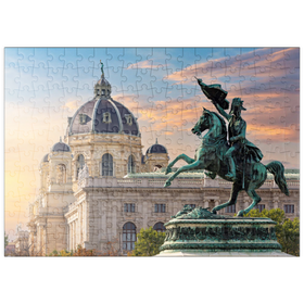 Darstellung des Puzzle-Motivs Statue auf dem Heldenplatz in Wien, Naturhistorisches Museum - Österreich – Puzzleteile: 200