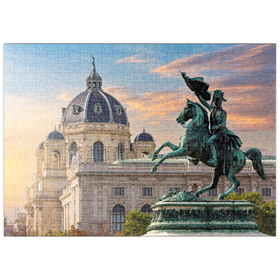 Darstellung des Puzzle Motivs Statue auf dem Heldenplatz in Wien, Naturhistorisches Museum - Österreich - Puzzleteile: 500