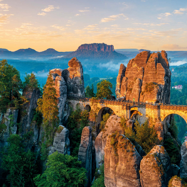 Sonnenaufgang an der Bastei in der Sächsischen Schweiz, Sachsen, Deutschland 1000 Puzzle 3D Modell