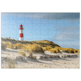 Darstellung des Puzzle Motivs Leuchtturm von List auf der Insel Sylt, Nordsee - Deutschland - Puzzleteile: 100