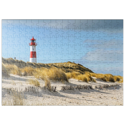 puzzleplate Leuchtturm von List auf der Insel Sylt, Nordsee - Deutschland 200 Puzzle