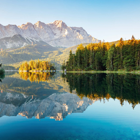 Herbstlandschaft am Eibsee mit Wettersteingebirge und Zugspitze, Alpenmotiv - Bayern 1000 Puzzle 3D Modell