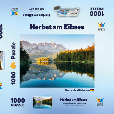 Herbstlandschaft am Eibsee mit Wettersteingebirge und Zugspitze, Alpenmotiv - Bayern 1000 Puzzle Schachtel 3D Modell