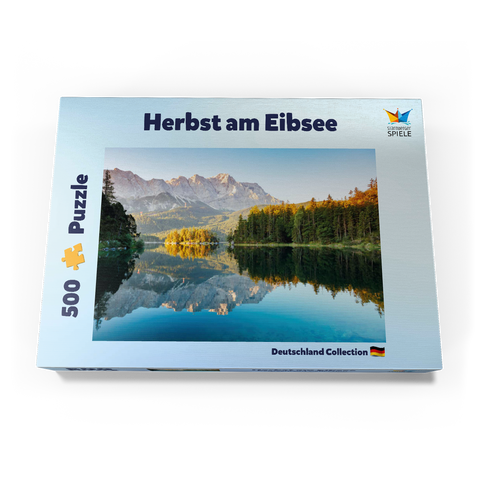 Herbstlandschaft am Eibsee mit Wettersteingebirge und Zugspitze, Alpenmotiv - Bayern 500 Puzzle Schachtel Ansicht3