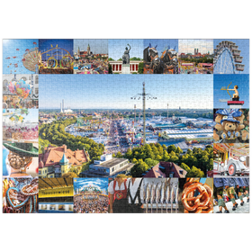 Darstellung des Puzzle Motivs Wiesgaudi No.2 - Bunte Collage vom Oktoberfest in München, Theresienwiese, Bayern, Deutschland - Puzzleteile: 1000