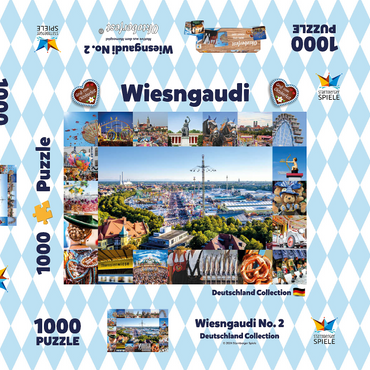 Wiesgaudi No.2 - Bunte Collage vom Oktoberfest in München, Theresienwiese, Bayern, Deutschland 1000 Puzzle Schachtel 3D Modell