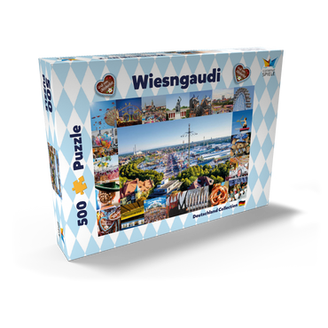 Wiesgaudi No.2 - Bunte Collage vom Oktoberfest in München, Theresienwiese, Bayern, Deutschland 500 Puzzle Schachtel Ansicht2