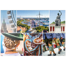 Darstellung des Puzzle Motivs Wiesgaudi No.3 - Bunte Collage vom Oktoberfest in München, Theresienwiese, Bayern, Deutschland - Puzzleteile: 1000