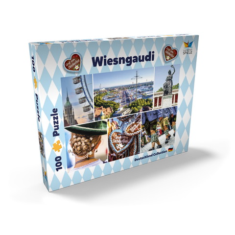 Wiesgaudi No.3 - Bunte Collage vom Oktoberfest in München, Theresienwiese, Bayern, Deutschland 100 Puzzle Schachtel Ansicht2