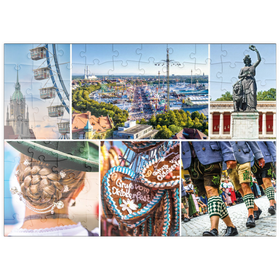 Darstellung des Puzzle Motivs Wiesgaudi No.3 - Bunte Collage vom Oktoberfest in München, Theresienwiese, Bayern, Deutschland - Puzzleteile: 100