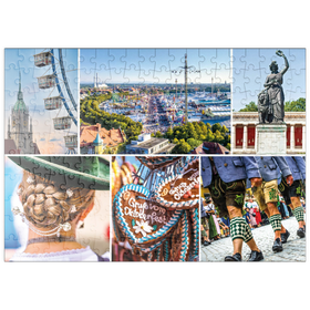 Darstellung des Puzzle Motivs Wiesgaudi No.3 - Bunte Collage vom Oktoberfest in München, Theresienwiese, Bayern, Deutschland - Puzzleteile: 200