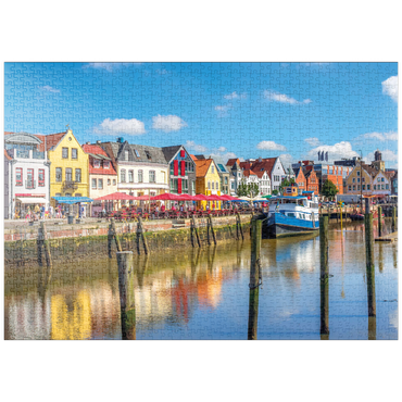 puzzleplate Hafen von Husum, Nordfriesland, Nordsee, Schleswig-Holstein 1000 Puzzle