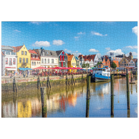 puzzleplate Hafen von Husum, Nordfriesland, Nordsee, Schleswig-Holstein 1000 Puzzle