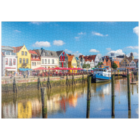 Darstellung des Puzzle Motivs Hafen von Husum, Nordfriesland, Nordsee, Schleswig-Holstein - Puzzleteile: 1000