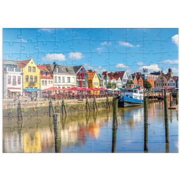 puzzleplate Hafen von Husum, Nordfriesland, Nordsee, Schleswig-Holstein 100 Puzzle