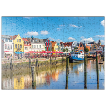 puzzleplate Hafen von Husum, Nordfriesland, Nordsee, Schleswig-Holstein 200 Puzzle