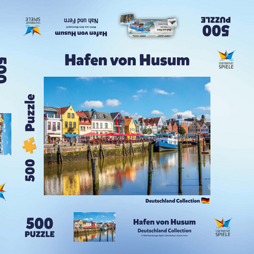 Hafen von Husum, Nordfriesland, Nordsee, Schleswig-Holstein 500 Puzzle Schachtel 3D Modell