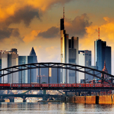 Skyline von Frankfurt und Deutschherrnbrücke im Abendlicht 1000 Puzzle 3D Modell