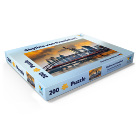 Alternative Darstellung des Puzzle-Motivs Skyline von Frankfurt und Deutschherrnbrücke im Abendlicht – Puzzleteile: 200