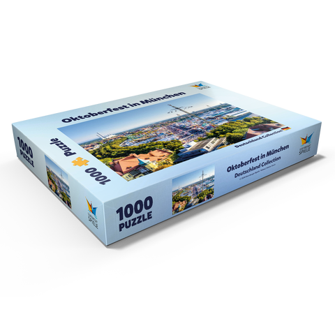 Blick auf das Oktoberfest in München, Theresienwiese, Bayern 1000 Puzzle Schachtel Ansicht1