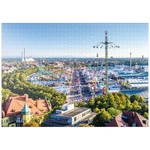 puzzleplate Blick auf das Oktoberfest in München, Theresienwiese, Bayern 1000 Puzzle