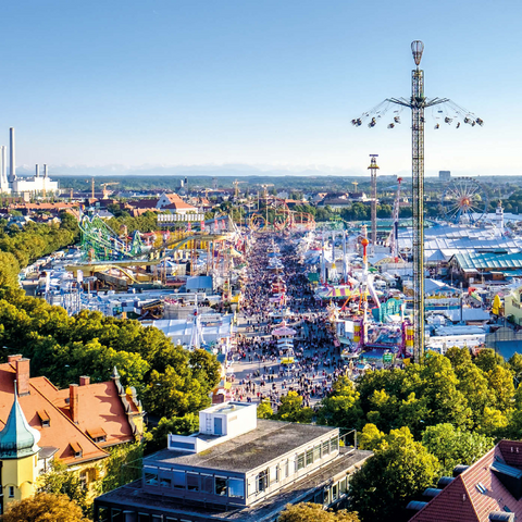 Blick auf das Oktoberfest in München, Theresienwiese, Bayern 1000 Puzzle 3D Modell