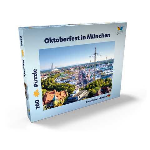 Blick auf das Oktoberfest in München, Theresienwiese, Bayern 100 Puzzle Schachtel Ansicht2