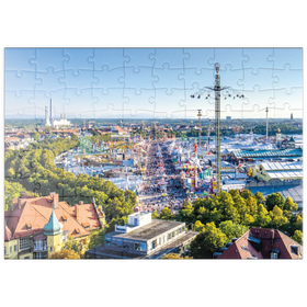 Darstellung des Puzzle Motivs Blick auf das Oktoberfest in München, Theresienwiese, Bayern - Puzzleteile: 100