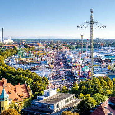 Blick auf das Oktoberfest in München, Theresienwiese, Bayern 100 Puzzle 3D Modell