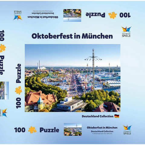 Blick auf das Oktoberfest in München, Theresienwiese, Bayern 100 Puzzle Schachtel 3D Modell